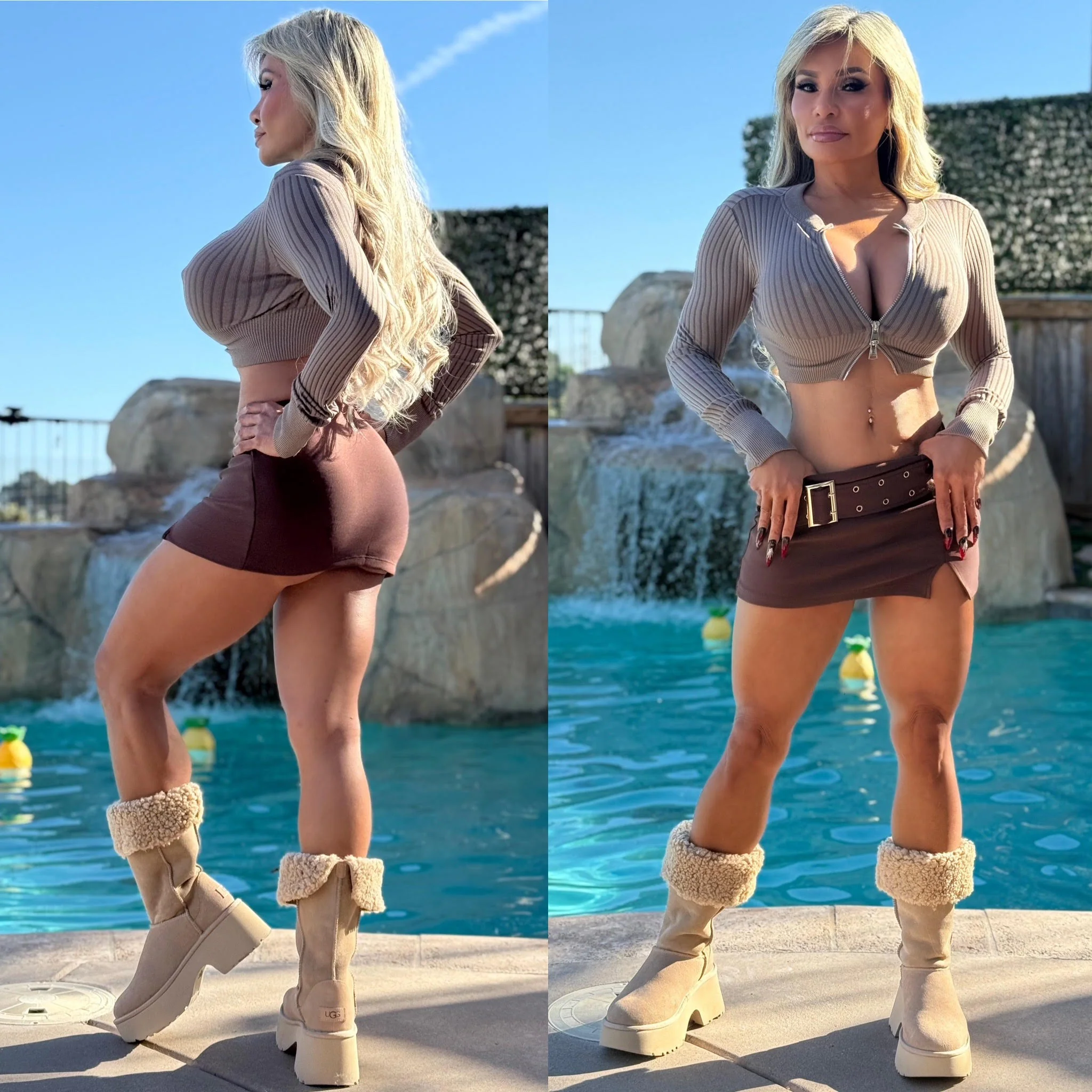 Connie's "SLING BELT MICRO MINI SKIRT" CHOCOLATE FULL Stretch Fit, With Built in Full stretch Shorts - Image 6